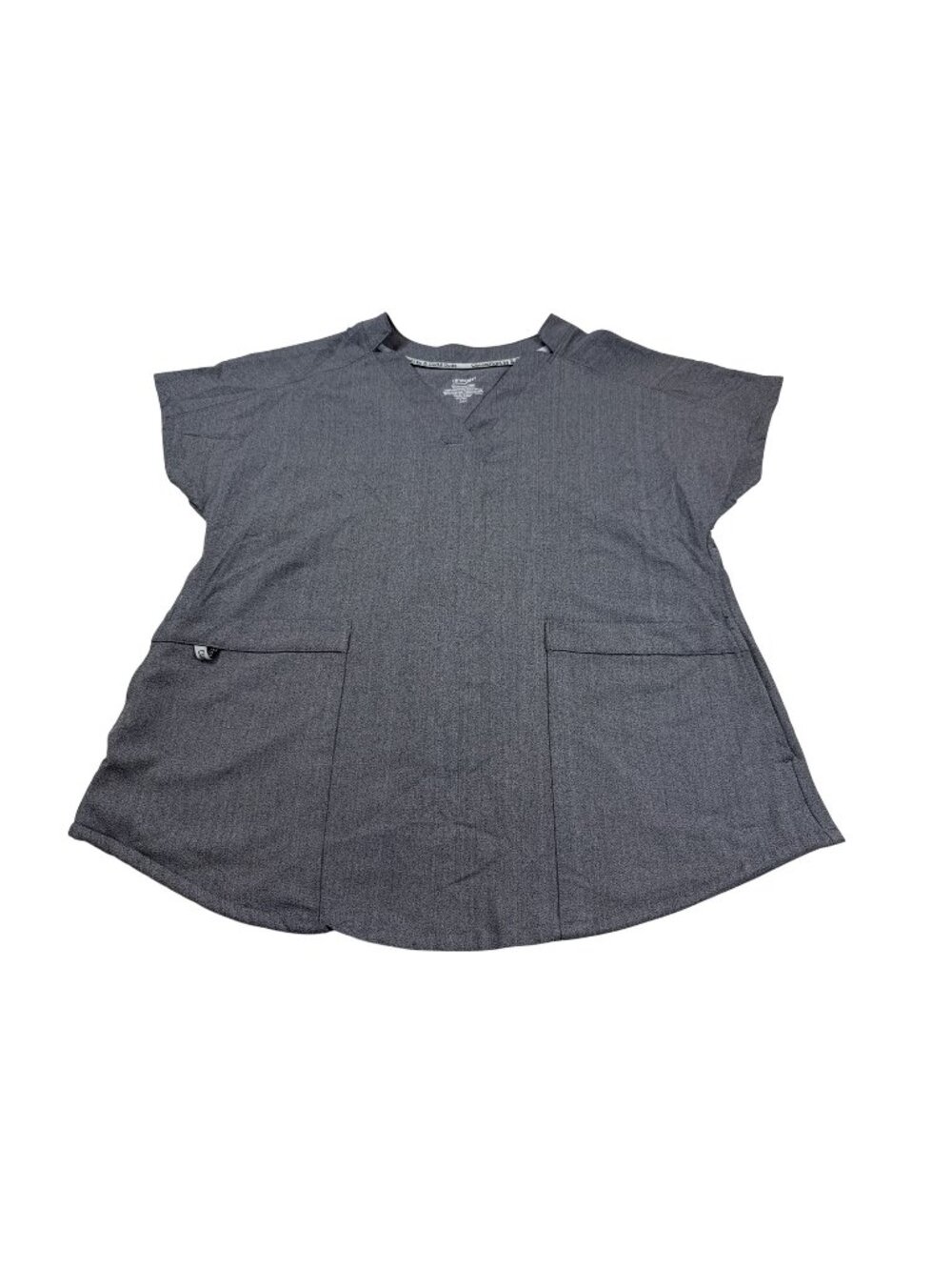 ClimateRight By Cuddl Duds Gray Scrub Top S Short Sleeve Pocket V-Neck (U1028)